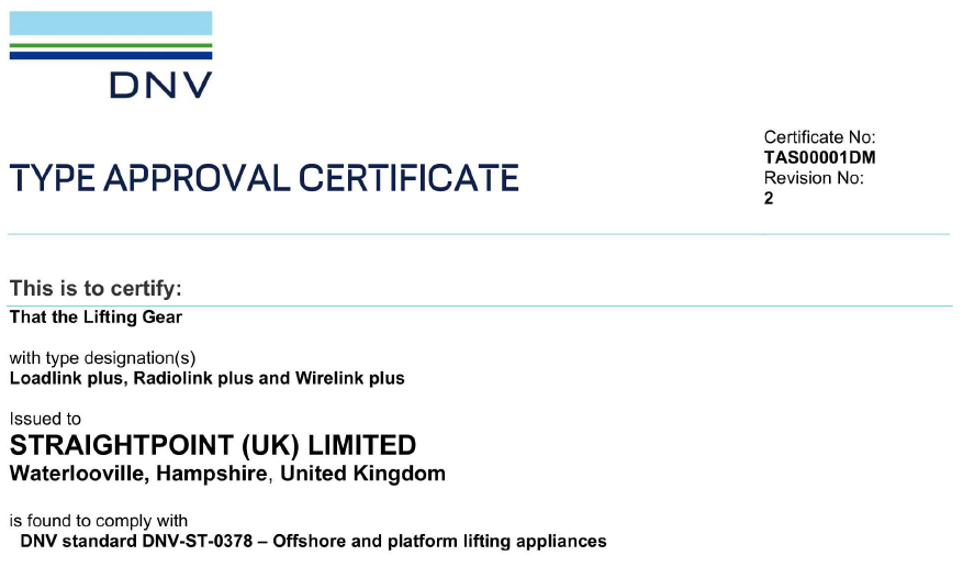 DNV GL certificate